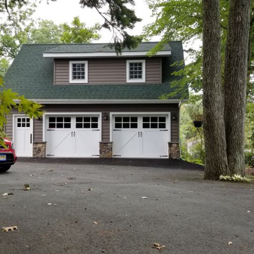 two car garage with dormer